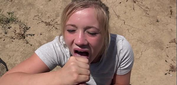  Hiking in LA gets Wild when a Hot Blonde Slut gets Naked and Fucks Outdoors! She Swallows every drop of Hot Cum!!
